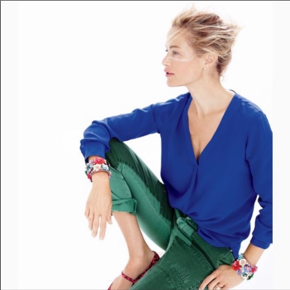 J. Crew Electric Blue Drapey Blouse - Picture 1 of 8
